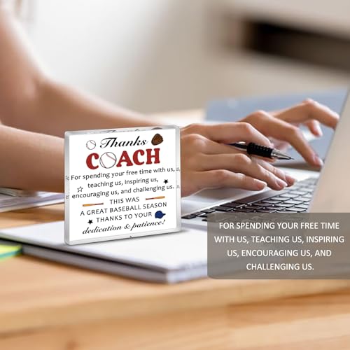 Baseball Coach Appreciation Plaque - Clear Acrylic Desk Decor
