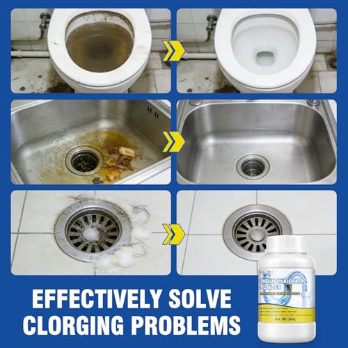 Lubynia Powerful Drain Clog Remover Powder, 260g Fast-Acting Pipe Cleaner