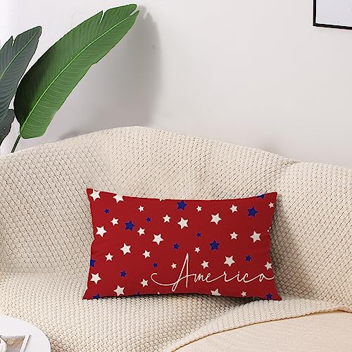 Patriotic 4th of July Throw Pillow Cover - 12x20 Inch Stars Design