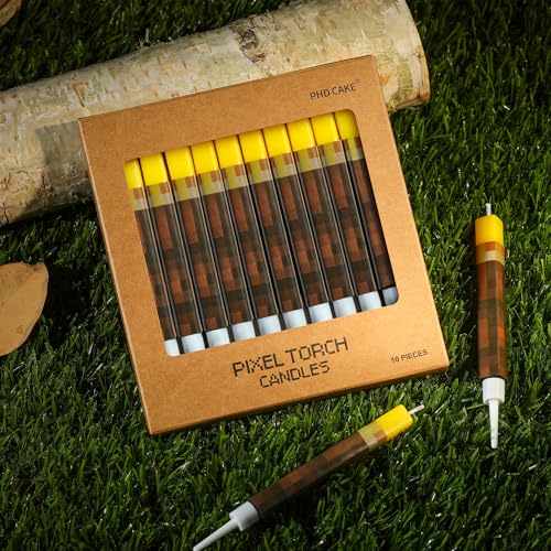 Pixel Torch Birthday Candles - 10-Piece Set for Gaming Parties