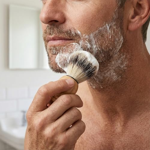 Viliqiou Men's Shaving Brush with Wooden Handle & Soft Synthetic Bristles