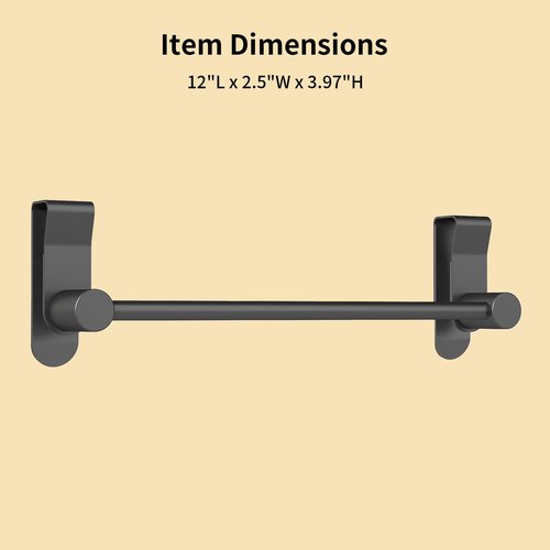 YUMORE Matte Black Over Door Towel Rack, Stainless Steel Over Cabinet Cupboard Towel Bar Kitchen Bathroom Towel Holder, Storage Dish Towel Holder, 2 Pack,