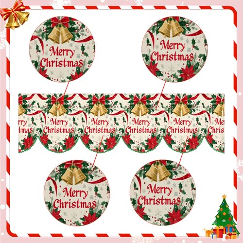 Green Edge Merry Christmas Fireplace Scarf Cover - 20x79in Decor