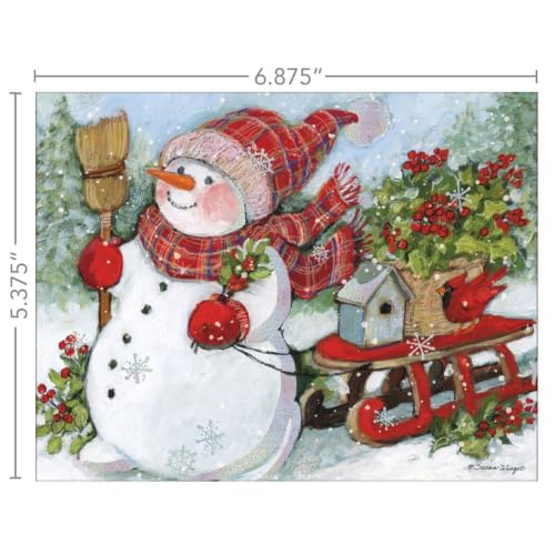 Christmas Greeting Cards Set with Envelopes - Festive Snow & Evergreen Design