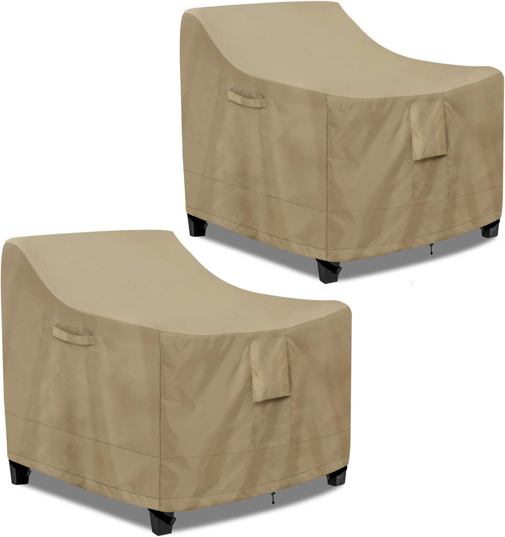 PureFit Outdoor Chair Covers - Waterproof 2 Pack for Patio Furniture | Fits 28W x 30D x 31H Inches, Camel