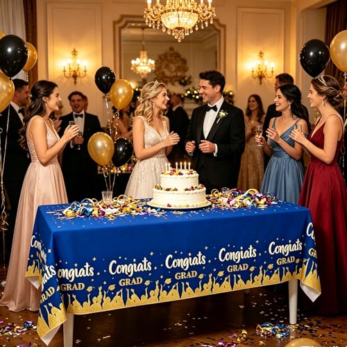 Graduation Tablecloths - 3 Pack Blue Class of 2026 54x108 in