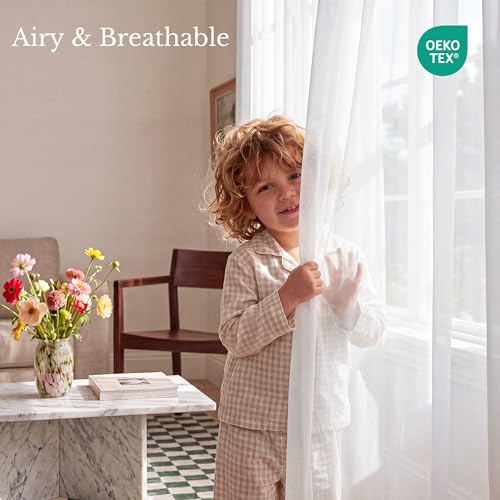 NICETOWN Ivory Sheer Curtains, 42" x 96" - 2 Panels