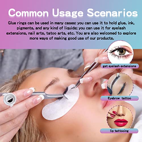 Dimsem Eyelash Extension Glue Rings 100 PCS Adjustable Lash Holders