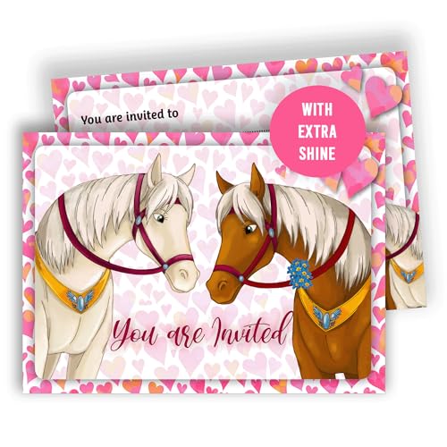 Colorful Horse Party Invitations - 10 Fill-in Cards for Kids