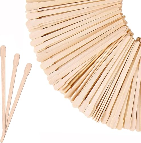 Mibly 200 Pcs Wooden Wax Sticks - Dual-Ended Applicators for Facial Hair Removal