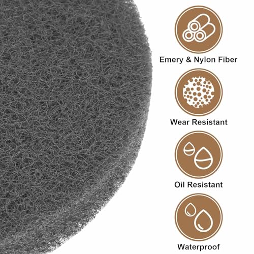 HARFINGTON 6pcs 800 Grit Surface Conditioning Scrub Pads 3-inch Gray Drill Brush