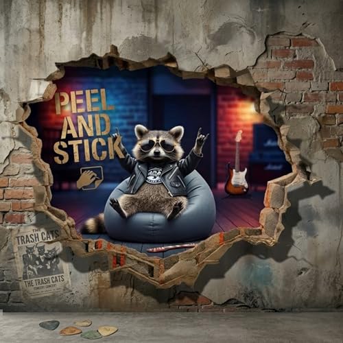 3D Raccoon Wall Decal - 5 Inch Vinyl Sticker for Retro Decor