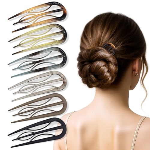 Gmlawsc 6-Piece U-Shaped French Hair Clips Tortoise Shell Hair Pins