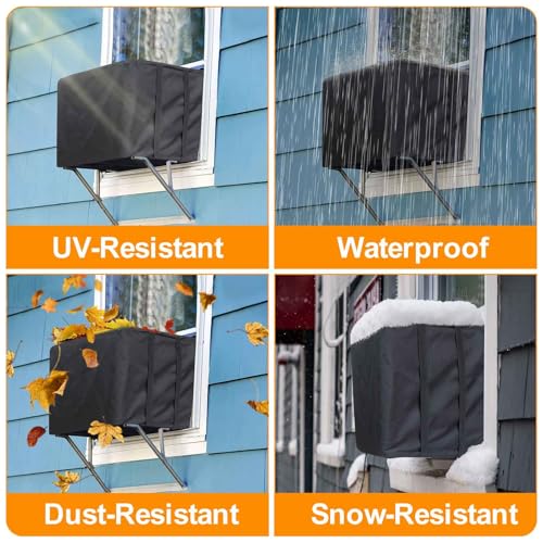 Demao Waterproof 600D Oxford Air Conditioner Cover for Window Units (17Wx12Dx13H)
