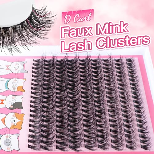 URNNE Fluffy 5D 40D Cluster Lash Extensions DIY Wispy D Curl Lashes 180pcs