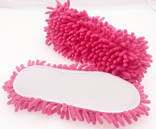 Selric Washable Chenille Mop Slippers (Size 5.5-8.5) - Rose Red