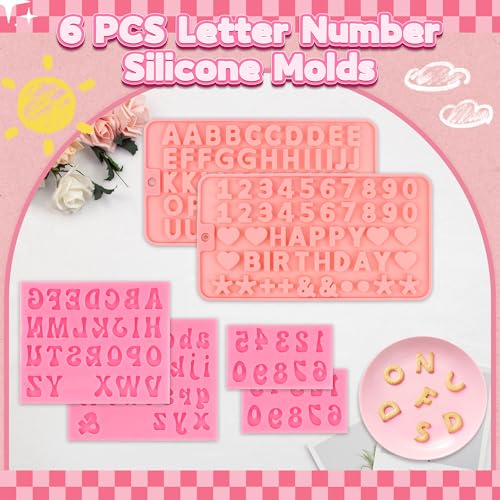 6PCS Silicone Chocolate Molds Set - Letters & Numbers for Baking
