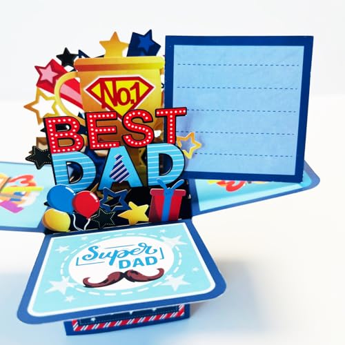 Best Dad 3D Pop-Up Card for Father's Day with Envelope