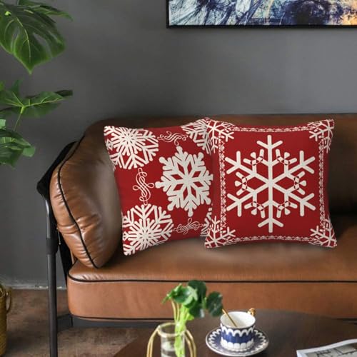 NIDITW Set of 2 Red Wine Snowflakes Throw Pillow Covers 18x18