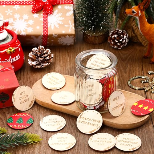 Jansun 25-Piece Wooden Christmas Countdown Tokens Set