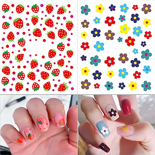 WOKOTO 12 Sheets 3D Self-Adhesive Nail Art Stickers Cute Decals for Women Girls