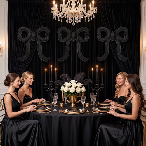 20-Inch Giant Matte Black Bow Balloons - 5 Pack for Parties
