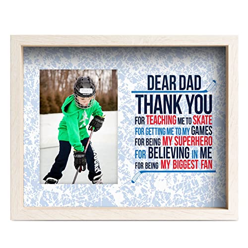 Hockey Dad Picture Frame - Dear Dad Gift for Hockey Enthusiasts - Holds 4x6 Photo