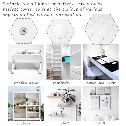 384PCS Self-Adhesive Screw Hole Cover Caps, 15mm PVC Stickers for Furniture
