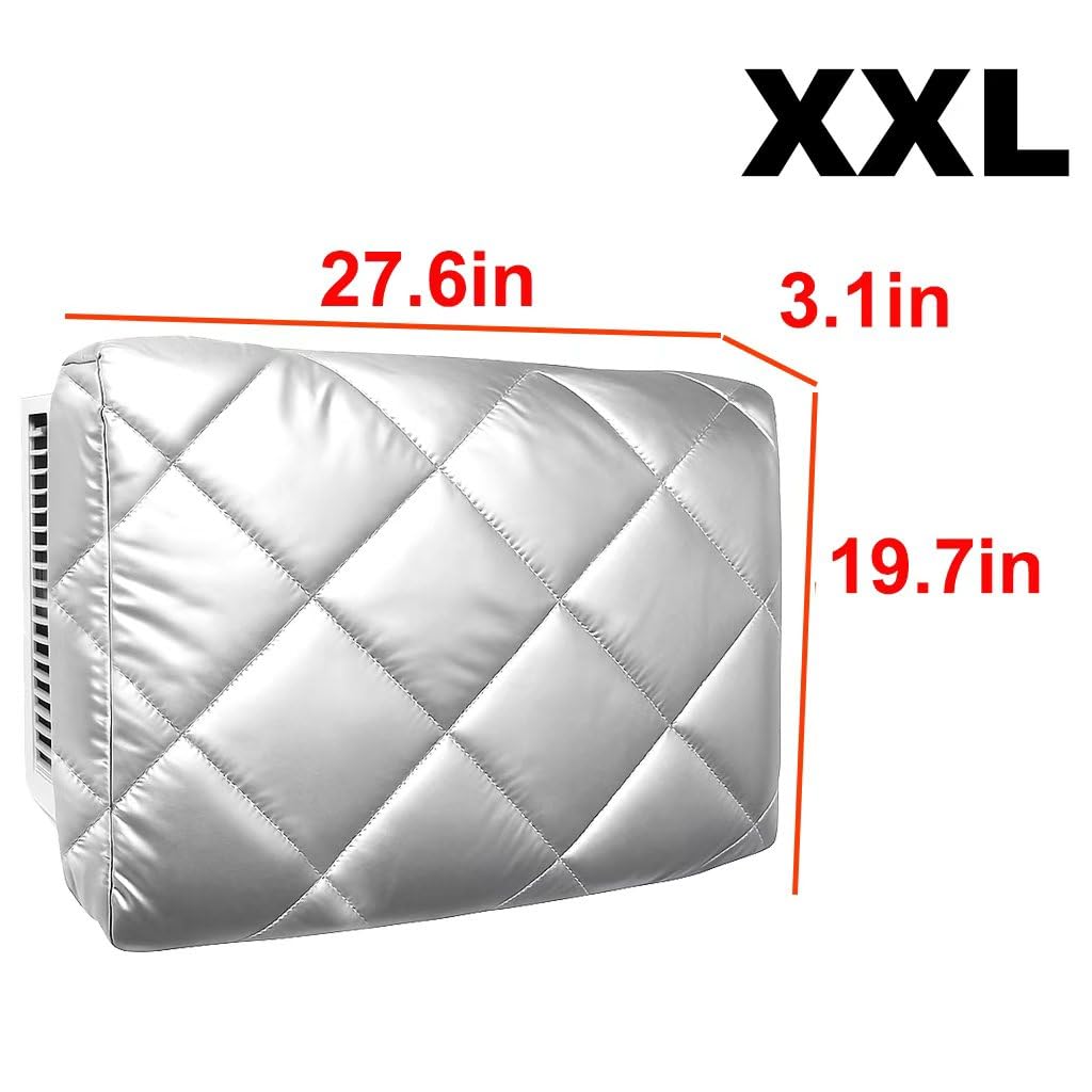CHICHIBEBE Thickened Window Air Conditioner Cover Silver - Windproof Waterproof Insulated - AC Cover for Window AC Units Universal Cold air Block(XX-Large)