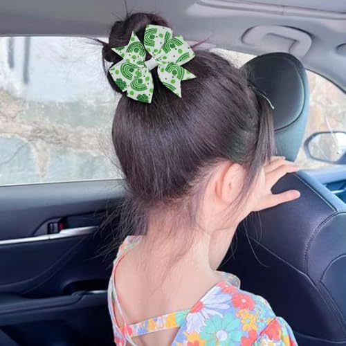 St. Patrick's Day Glitter Shamrock Hair Bow Clips 4-Pack