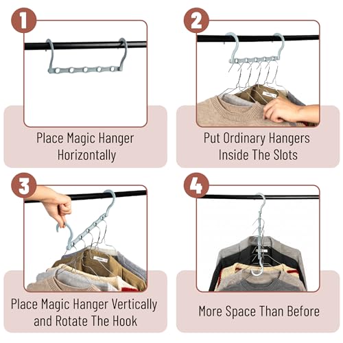 Space Saving Clothes Hangers Set of 12 with Rotating Hooks, Pastel Colors
