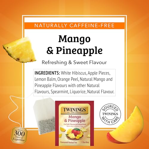 Twinings Mango & Pineapple Herbal Tea Bags, 20 Count