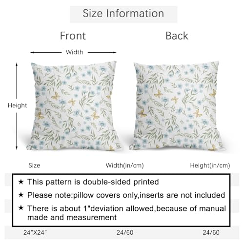Roverantic Blue Green Yellow Floral Pillow Covers 18x18 Set of 2 Spring Home Decor