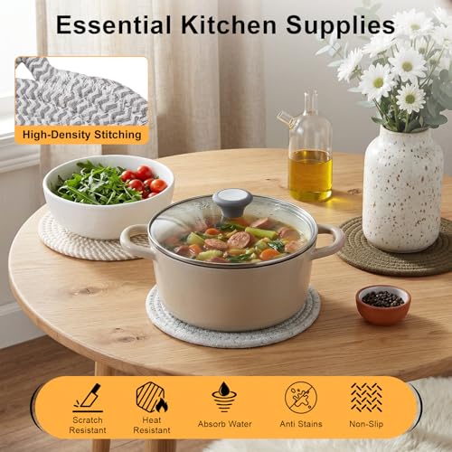 7-Inch Gray Trivets for Hot Dishes - 6 Pack Cotton Hot Pads