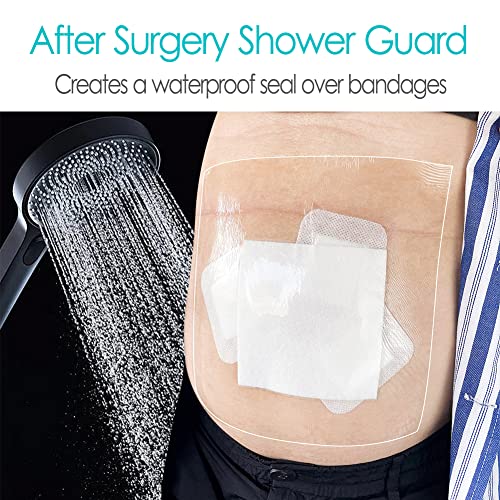 7 Pcs Waterproof Shower Cover 10"x12" with Non-Stick Center Pad for Large Port Surgery Incisions Protector Patch Transparent Film Clear Adhesive Wounds Dressing Bandage Shields