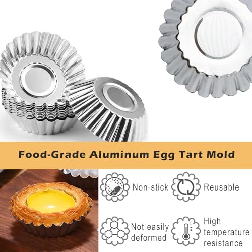35Pcs Mini Tart Pans Egg Tart Mold Set - Non-Stick Aluminum Mini Pie Tins for Baking