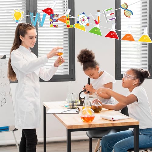 Science Party Banners Set - 5pcs 'We Love Science' Garland for Classroom & Birthday Decor