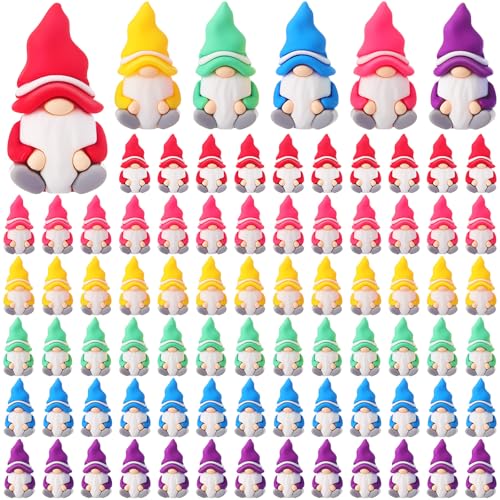 100 Pcs Mini Gnome Figurines Set - Colorful Rubber Tiny Garden Decor - Variation of 100