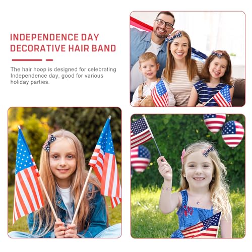 Ecuupas 4th of July Bow Hair Clips - Patriotic Star Alligator Pins 2Pcs