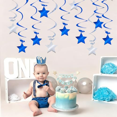 2026 Graduation Hanging Swirls - 32 Pack Blue & Silver Decor