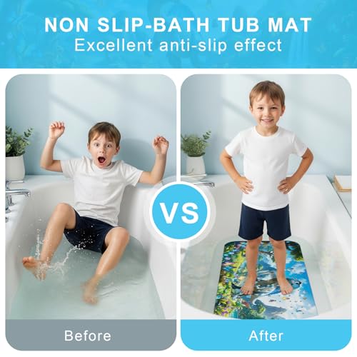 Elisstaence Cartoon Non-Slip Baby Bath Mat - 40"x16" Eco-Friendly