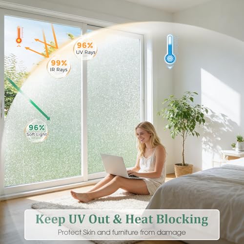 Coavas Frosted Glass Window Privacy Film - Clear, 17.5" x 78.7"