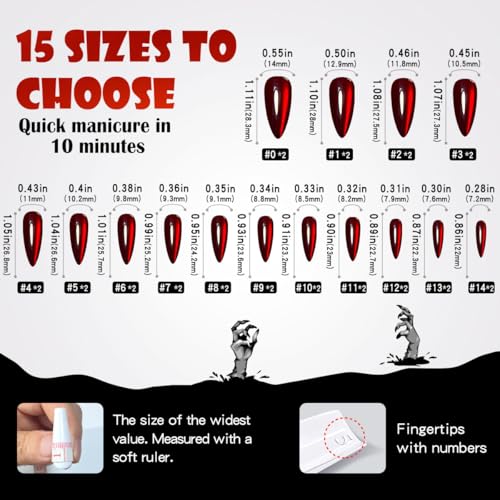 Red Vampire Cat Eye Press On Nails Long Stiletto Acrylic False Nails Kit