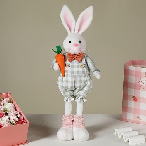Adjustable Easter Bunny Gnome Plush - Extendable 16.1” to 21.7” Rabbit Decor for Spring Holiday Display