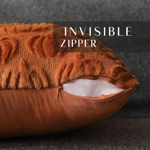 DFXSZ Rust Fall Pillow Covers 18x18 Inch, Soft Plush Set of 2