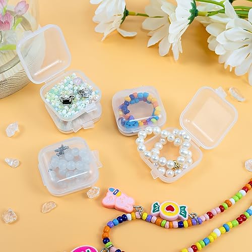 80PCS Mini Clear Plastic Jewelry Boxes, Small Hinged Storage Containers
