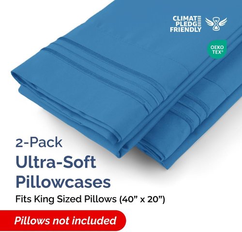 King Pillow Cases by [Brand Name] - Ultra Soft Hotel Quality Covers | Wrinkle-Free & Stain Resistant - 2 Piece Set in Royal Blue