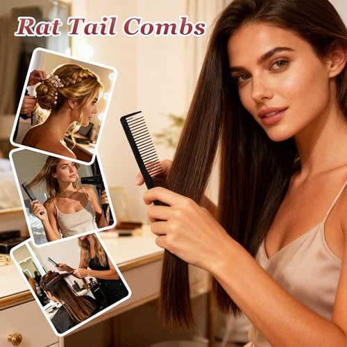 Carbon Fiber Barber Comb Set - Anti-Static Hair Styling Combs (2-Piece)