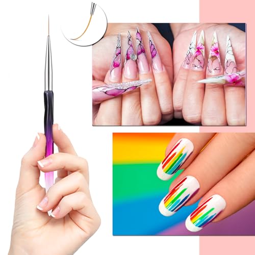 Gemsanva 6Pcs Nail Art Brush Set - Cuticle Clean Up & Gel Painting Tools