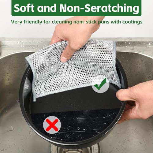 12-Pack Non-Scratch Double-Layer Wire Dish Cloths for Kitchen